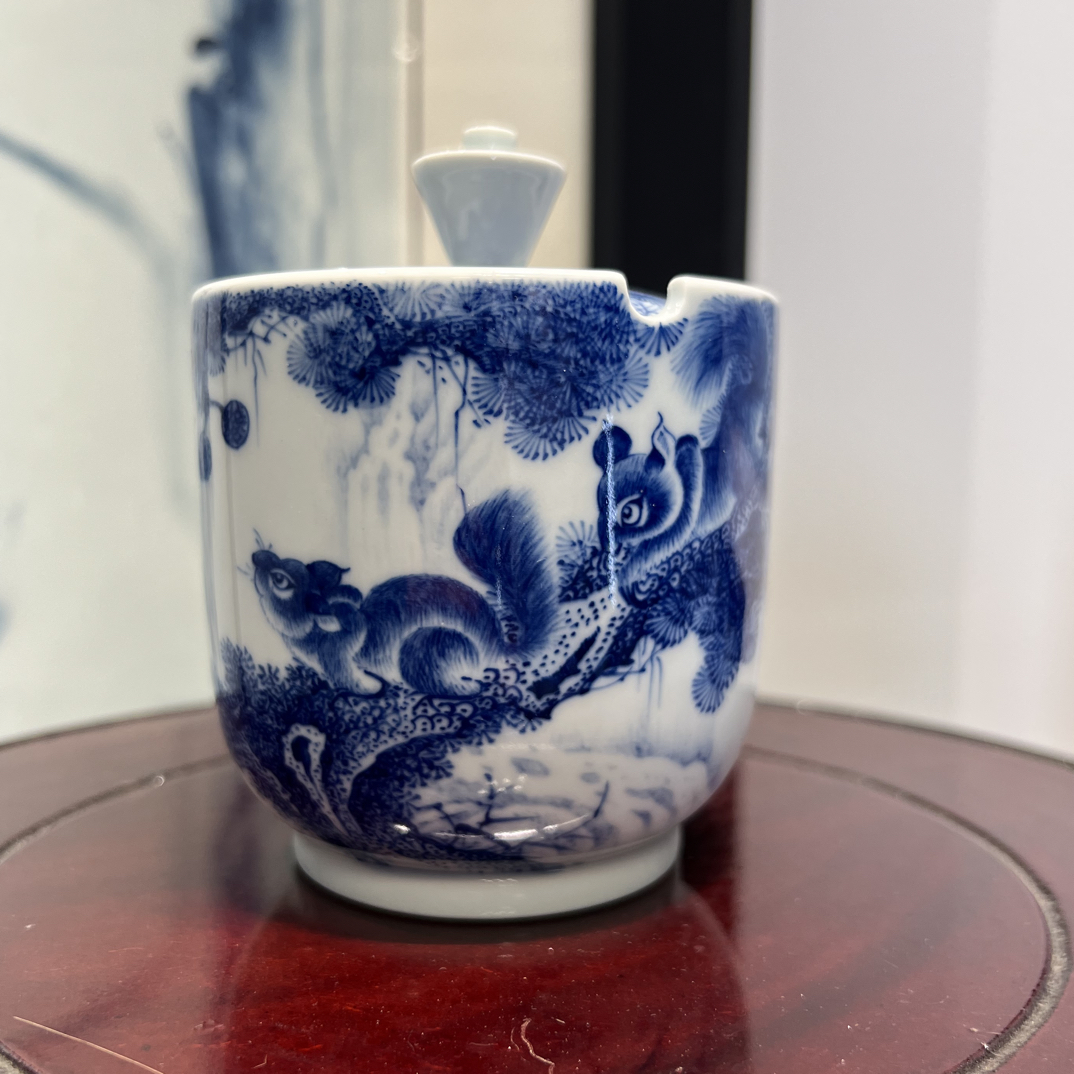 青花王步第四代传人熊磊-松间小趣系列茶杯陶瓷