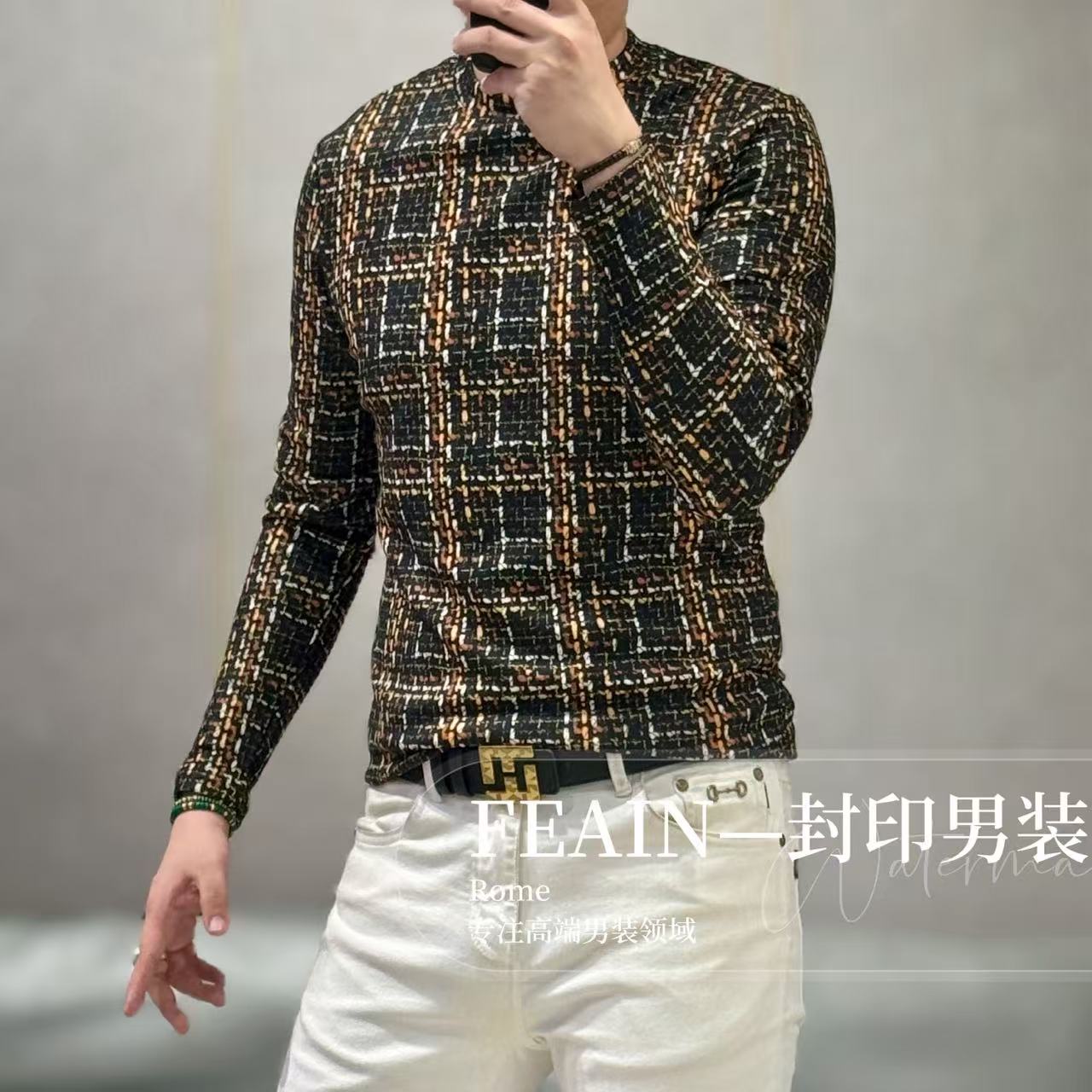 【蚕丝羊绒】高端男士小香风桑蚕丝山羊绒空气层卫衣51235