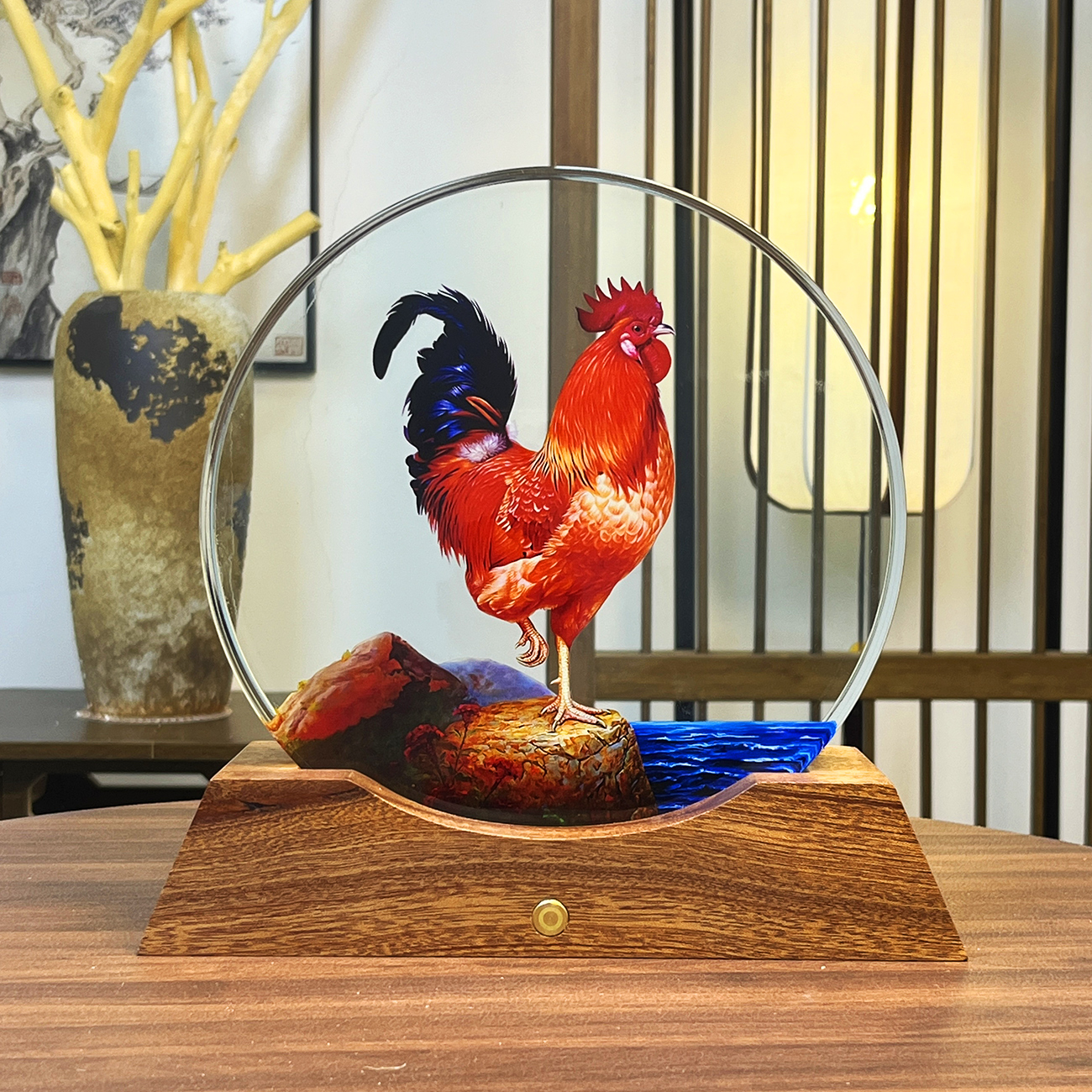 【圆形汇总】内雕发光水晶砖摆件装饰品客厅玄关店铺开业生日礼物