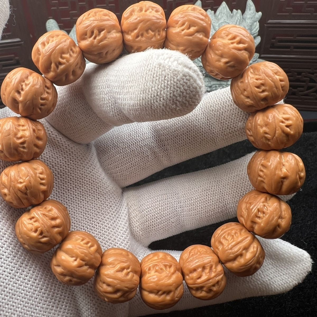 猴头核桃聚宝盆雕刻龙纹京八棱手串手链文玩核桃