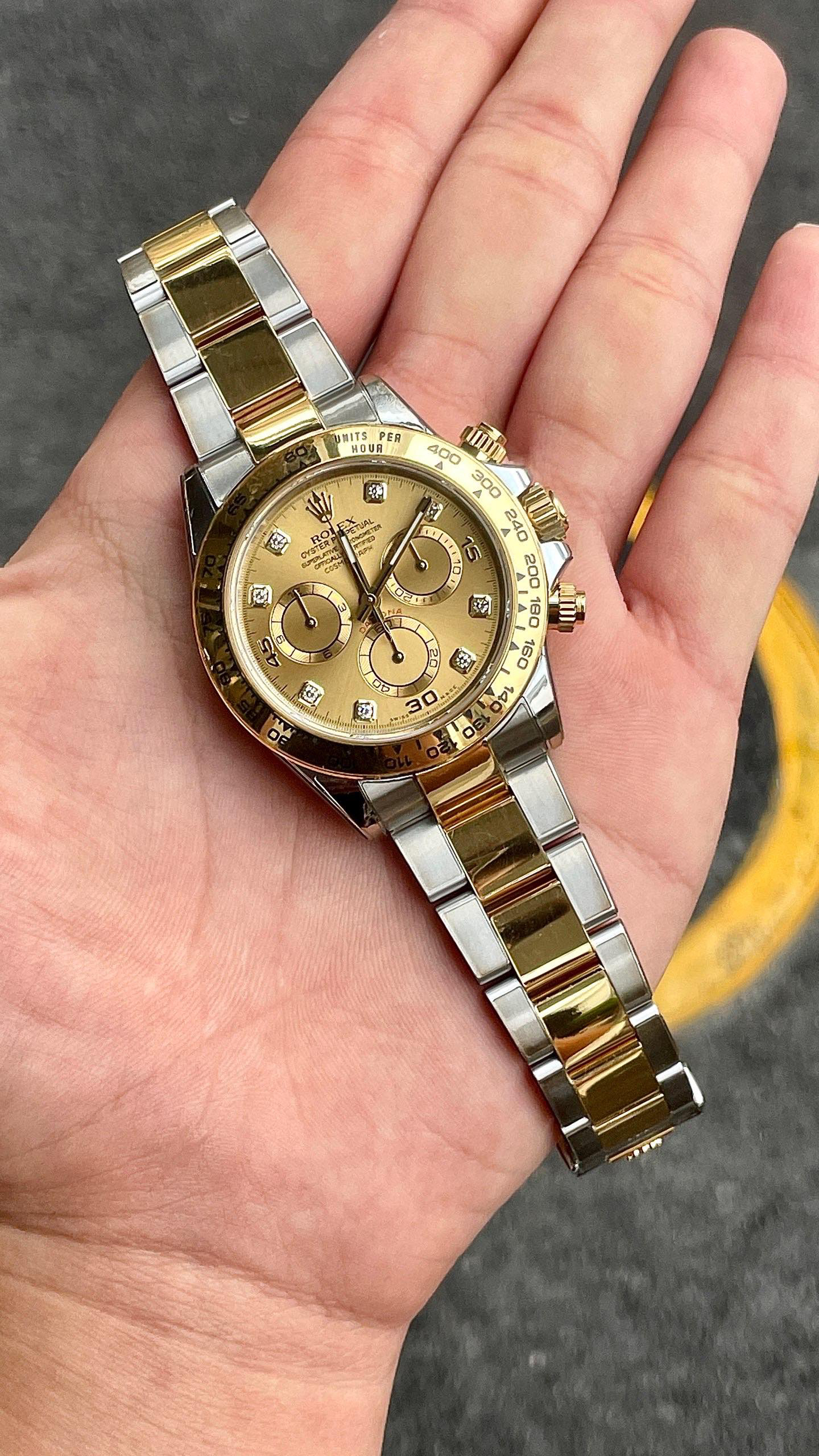95新 Rolex/劳力士 劳力士116503香槟钻刻迪通拿19年全套
