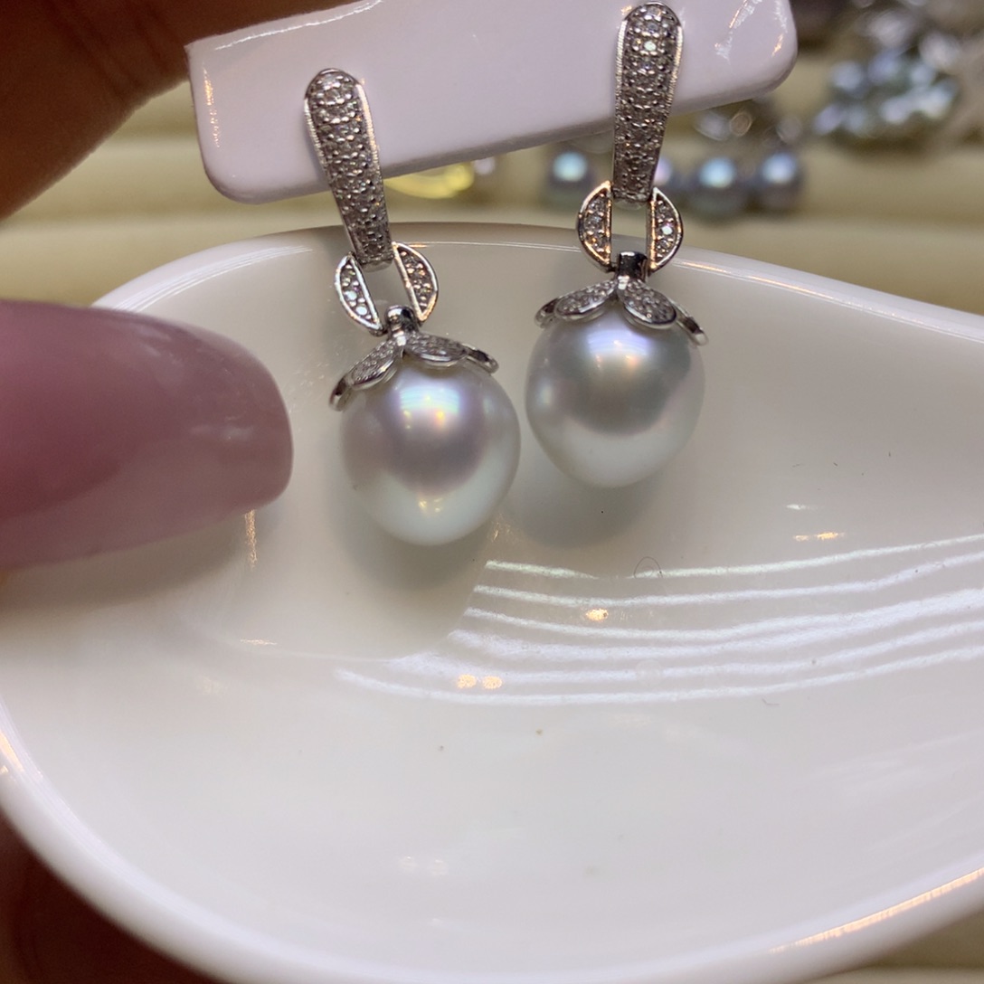 银S925镶嵌耳饰海水珍珠