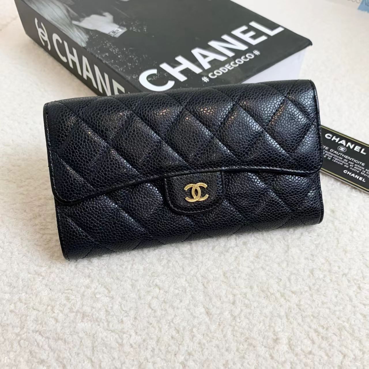 99新 Chanel/香奈儿 壹臻/黑金牛CF长钱包 20开/ 78326139