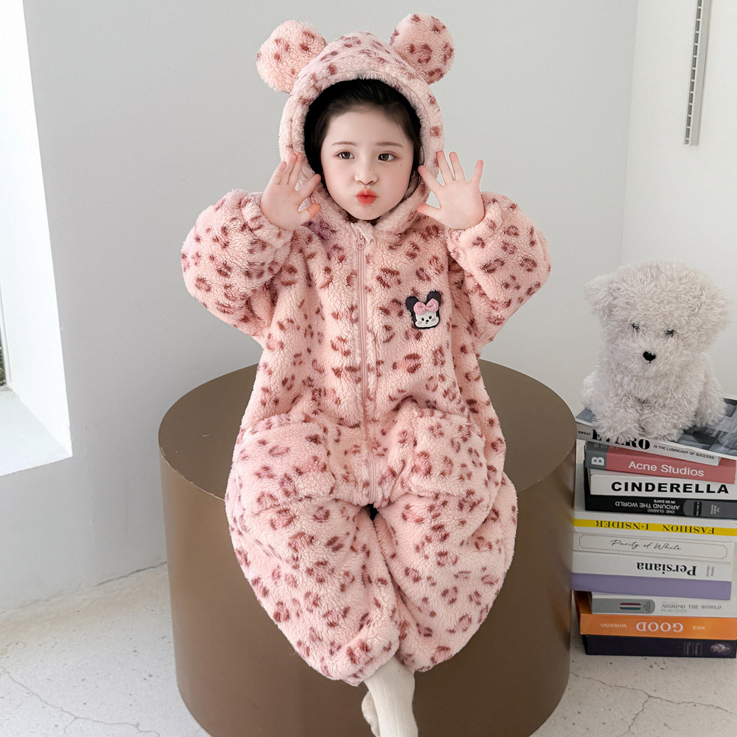 儿童连体睡衣秋冬加厚婴幼儿宝宝连帽保暖防踢被睡袋女童家居服