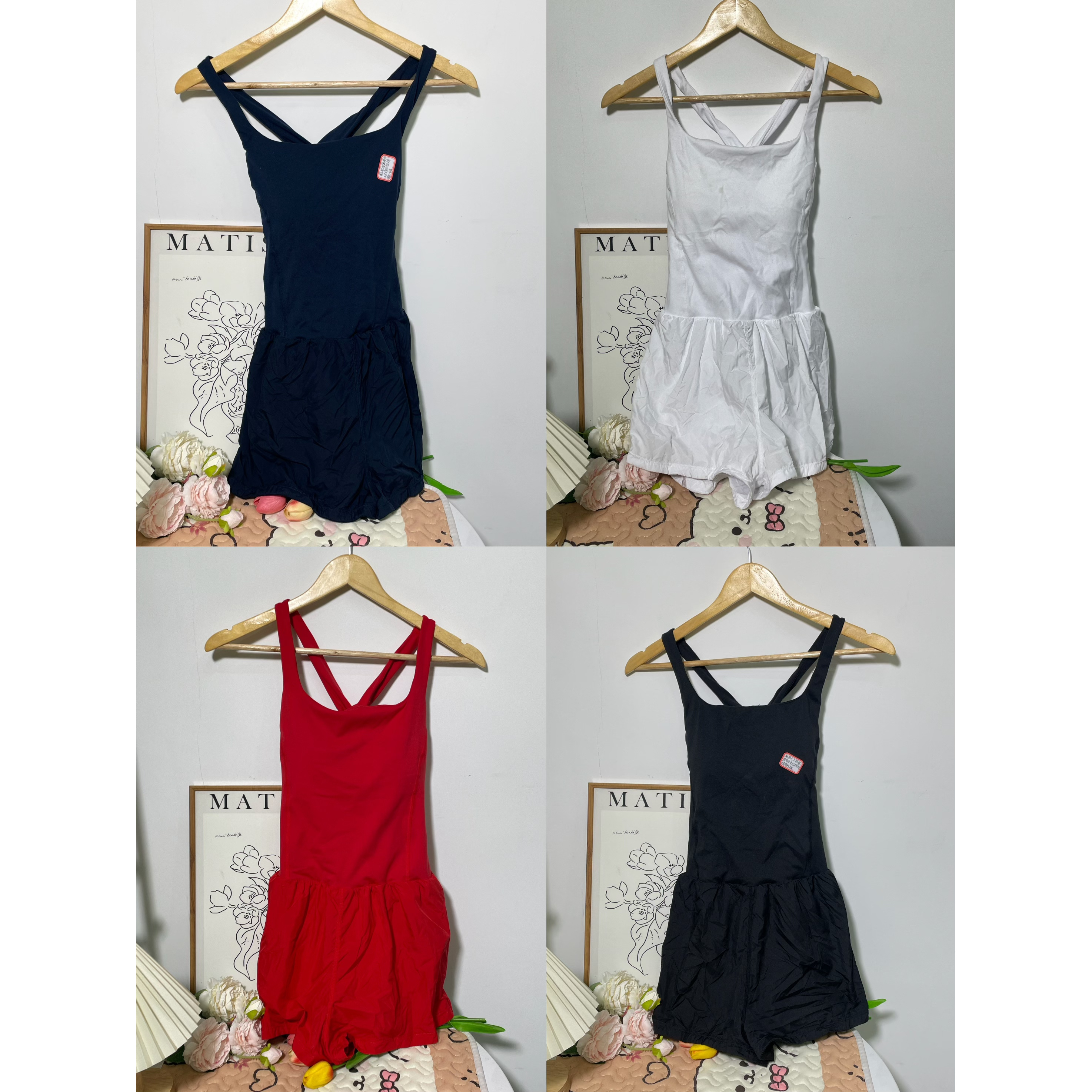 澳洲IBODY标宽肩带后交叉带内衬款撸铁网球运动连体短裤裙-38E ·