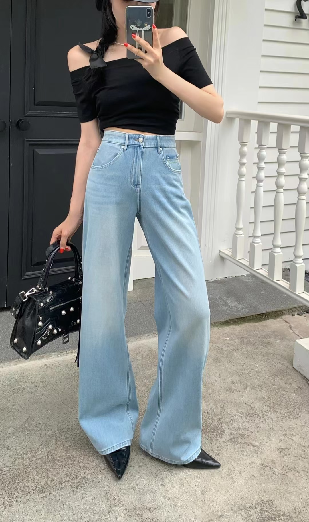 2025【东】加厚直筒高腰直筒气质百搭宽松显瘦时尚设计女装牛仔裤