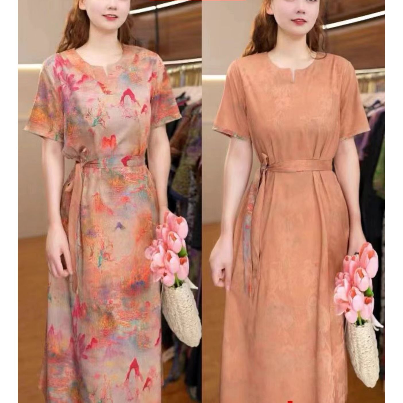 5599-30系带女士夏季双面穿连衣裙