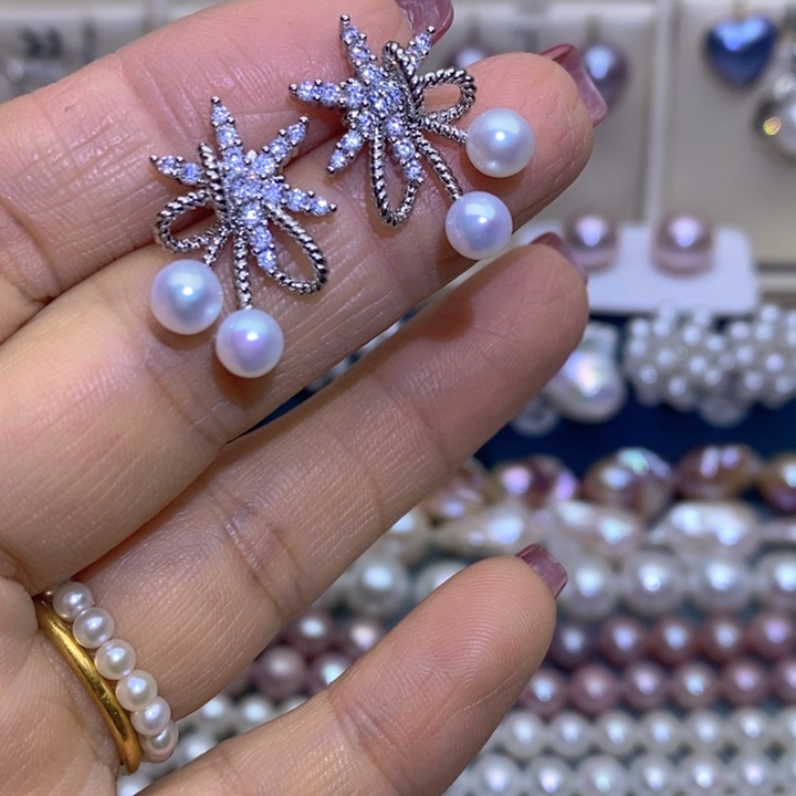 淡水珍珠珠宝首饰银S925镶嵌