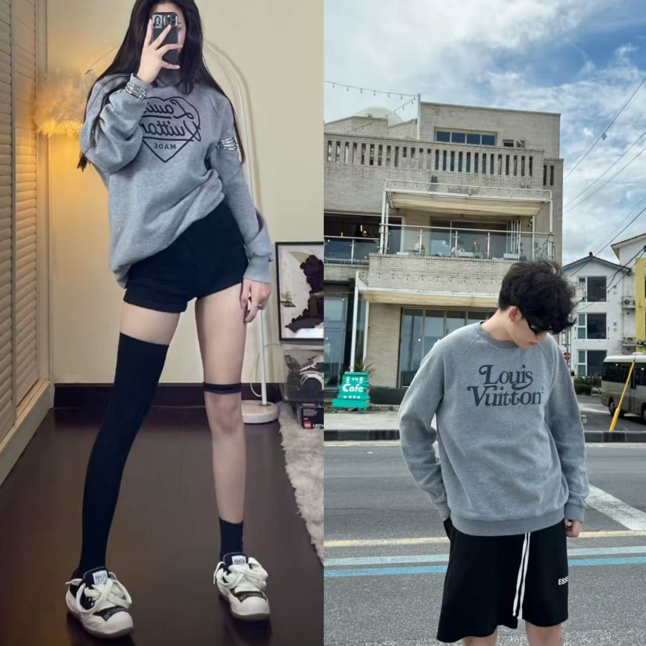全新未使用 LouisVuitton/路易威登 MM Nigo联名款字母卫衣HJY13W