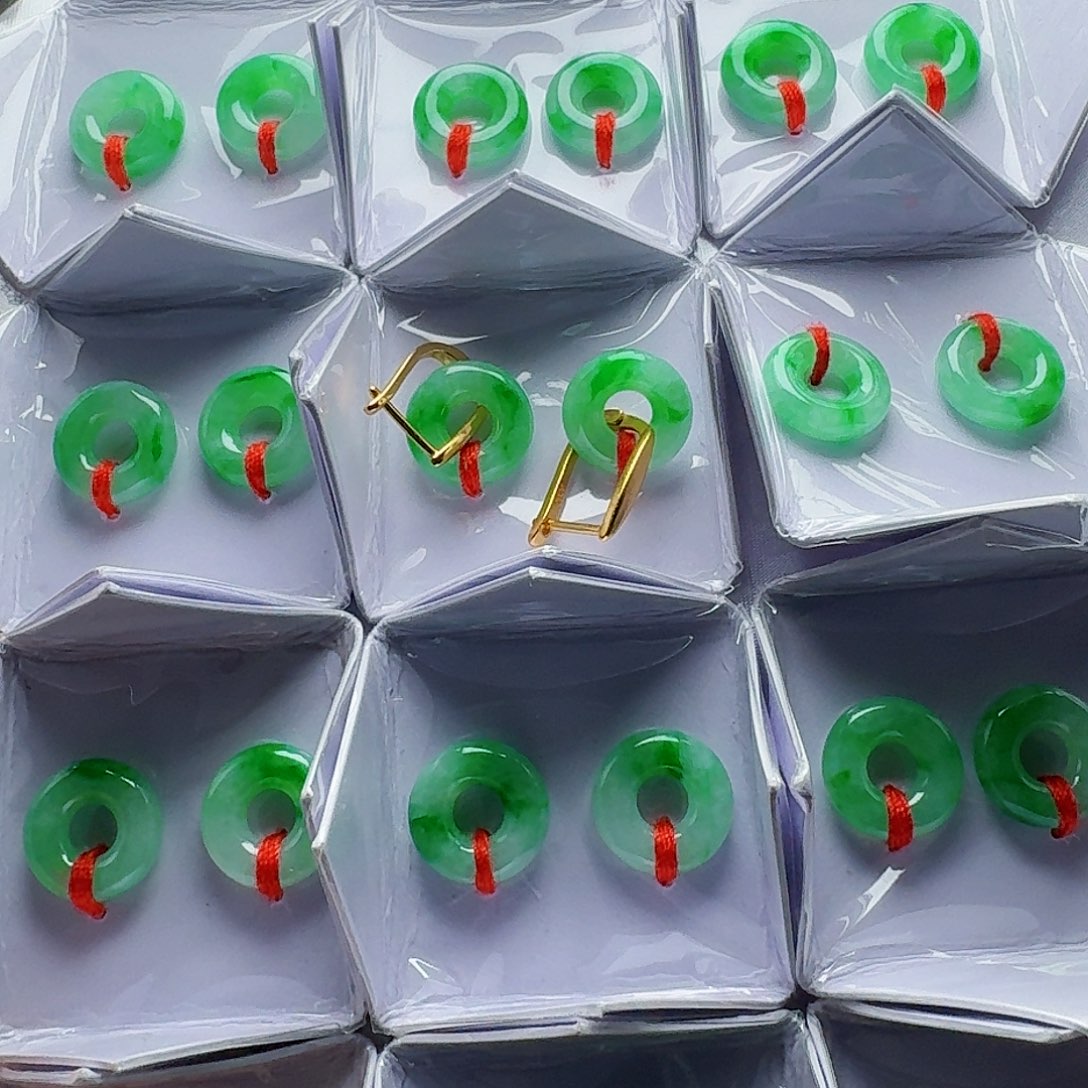 翡翠耳饰银S925镶嵌多样性发货其一