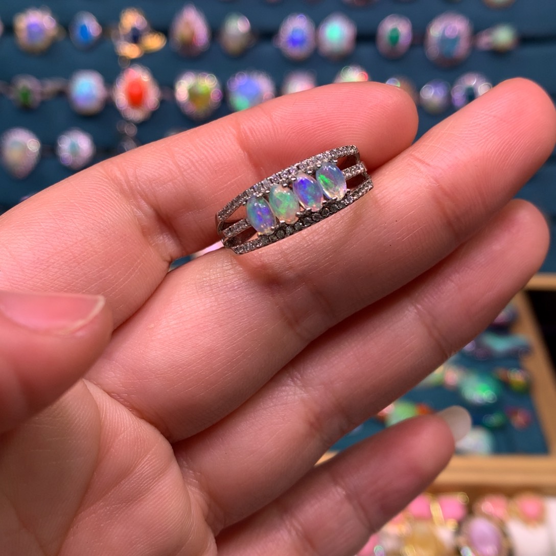 欧泊戒指款式银S925镶嵌