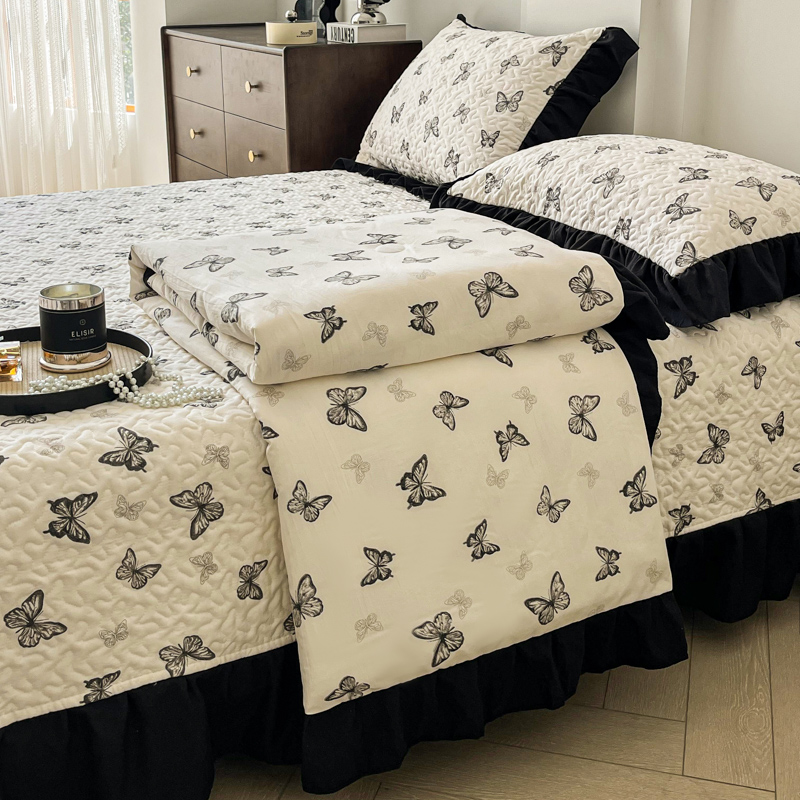 夏季法式赫本风床盖夏被四件套 机洗防滑亲肤空调被夏凉被