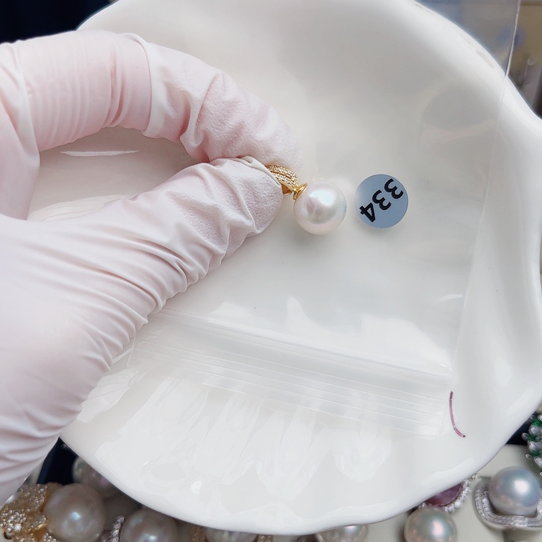 银S925镶嵌淡水珍珠耳饰