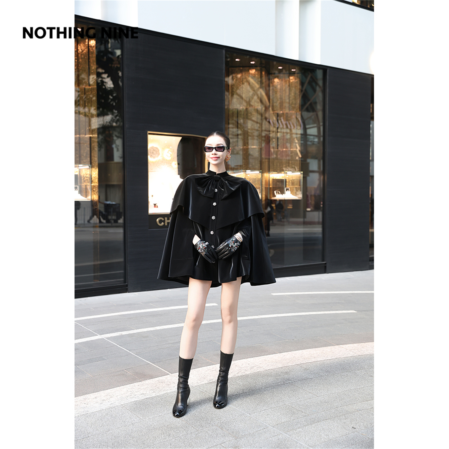 NOTHING NINE 卢米安诺限定蝴蝶结斗篷外套 
