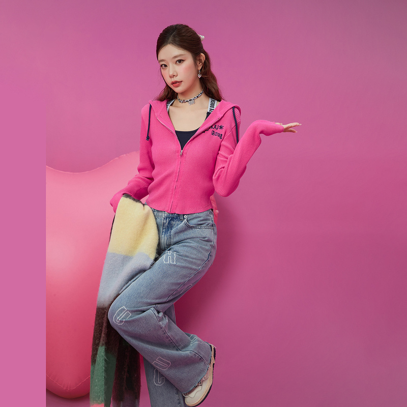 011V【金拐子专属】CHUU秋冬上新连帽拉链撞色设计百搭显瘦外套-Y