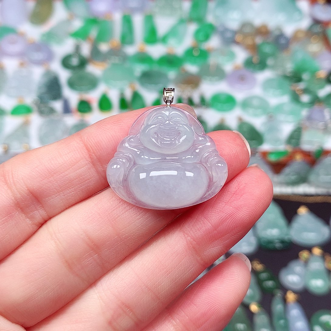 翡翠颈饰18K金镶嵌天然翡翠A货