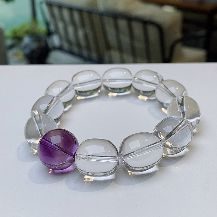 水晶手链未镶嵌白水紫水