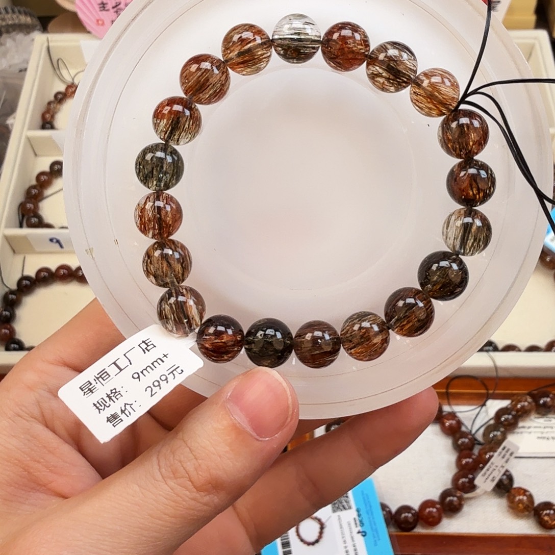 未镶嵌发晶手链天然水晶黑金超七直播间链接