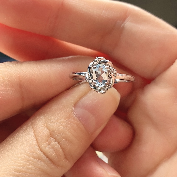 海蓝宝石戒圈银S925镶嵌