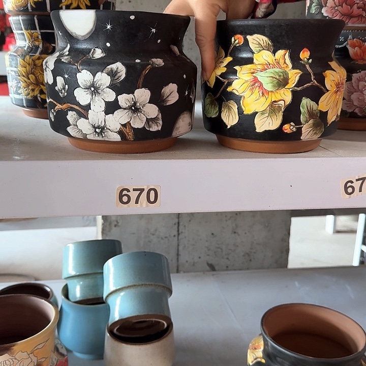 心***动紫砂花盆景德镇陶瓷