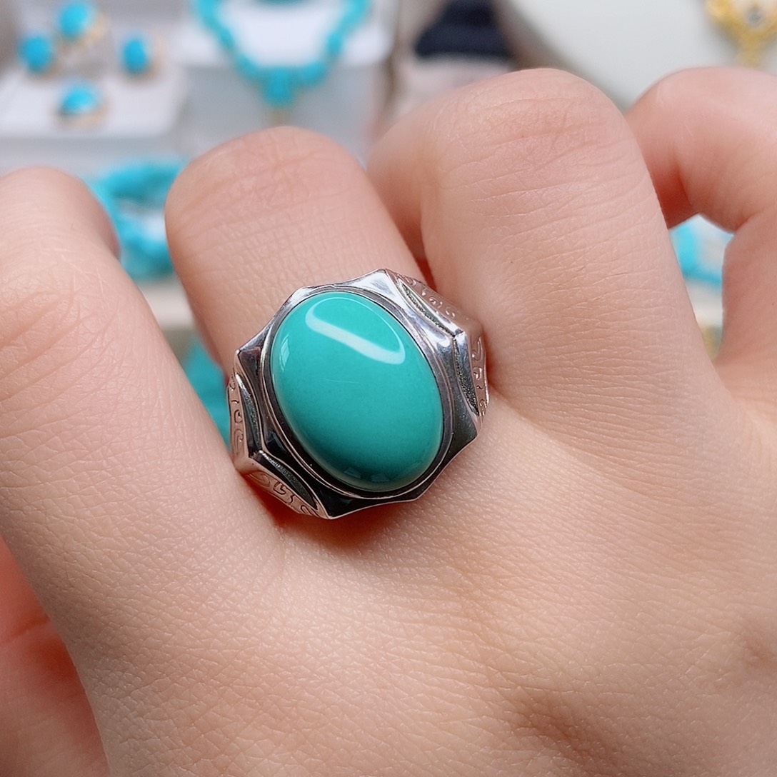 绿松石戒指银S925镶嵌