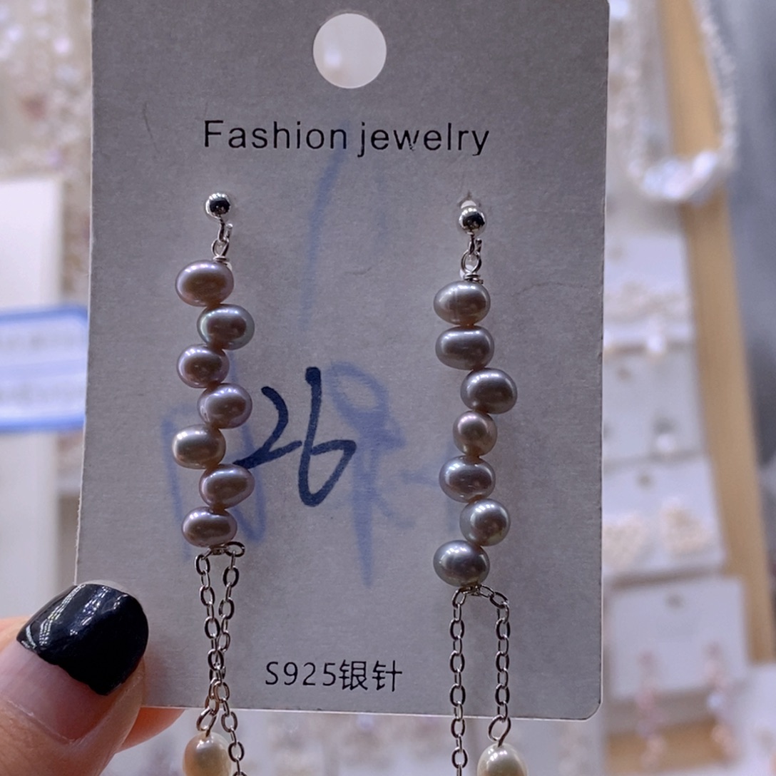 耳饰淡水珍珠银S925镶嵌耳饰