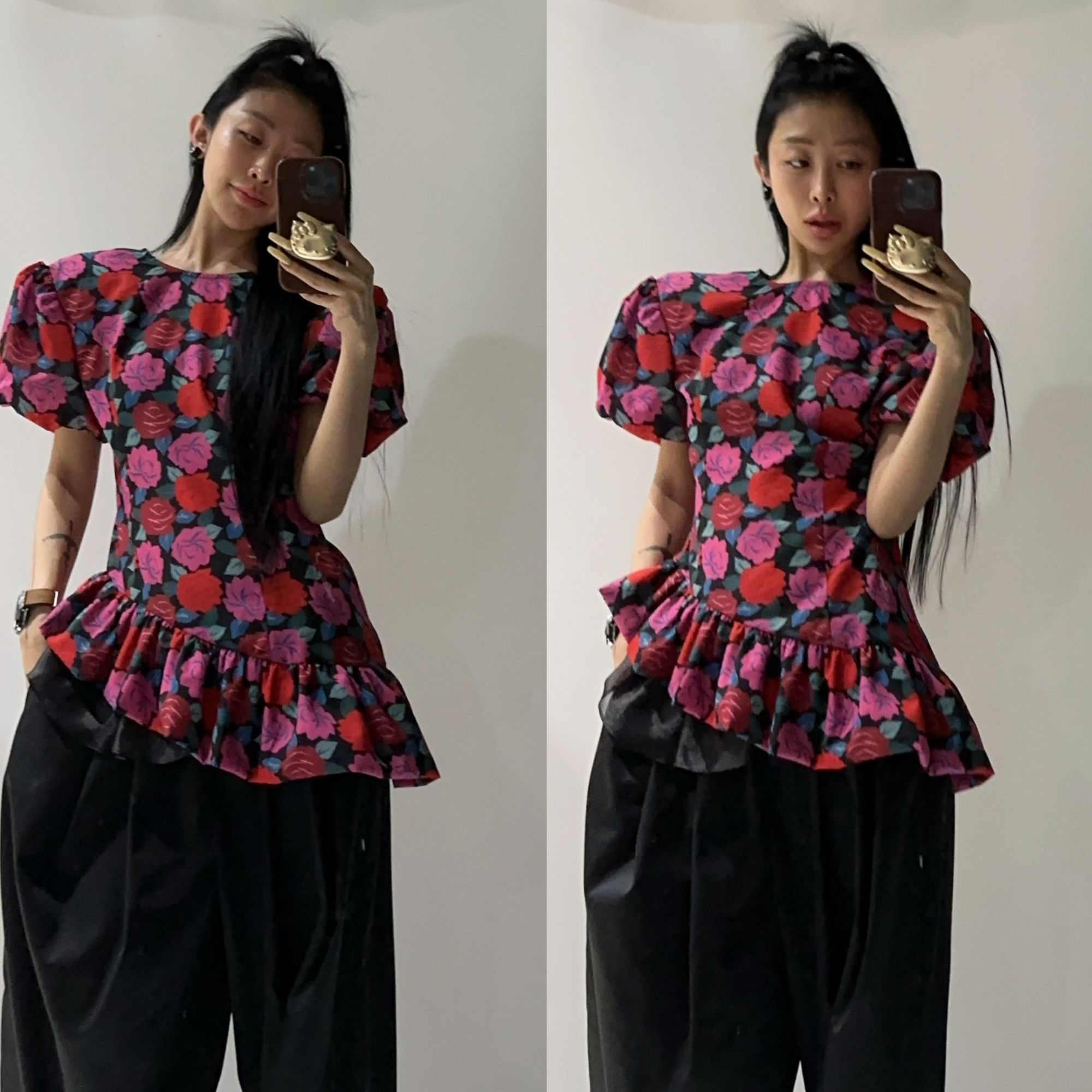 20362（定制福利款NO退NO换）花朵复古甜心小衬衫