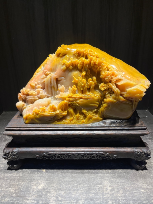 鸡血石雕寿山石北部田黄山水貔貅金蟾玄关装饰收藏品