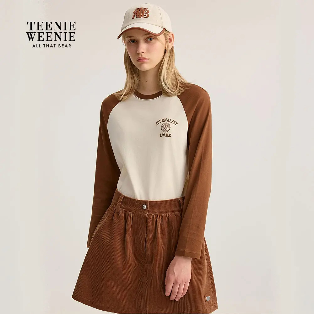 TeenieWeenie小熊女装T恤25秋时髦休闲撞色插肩长袖TTLA254901P