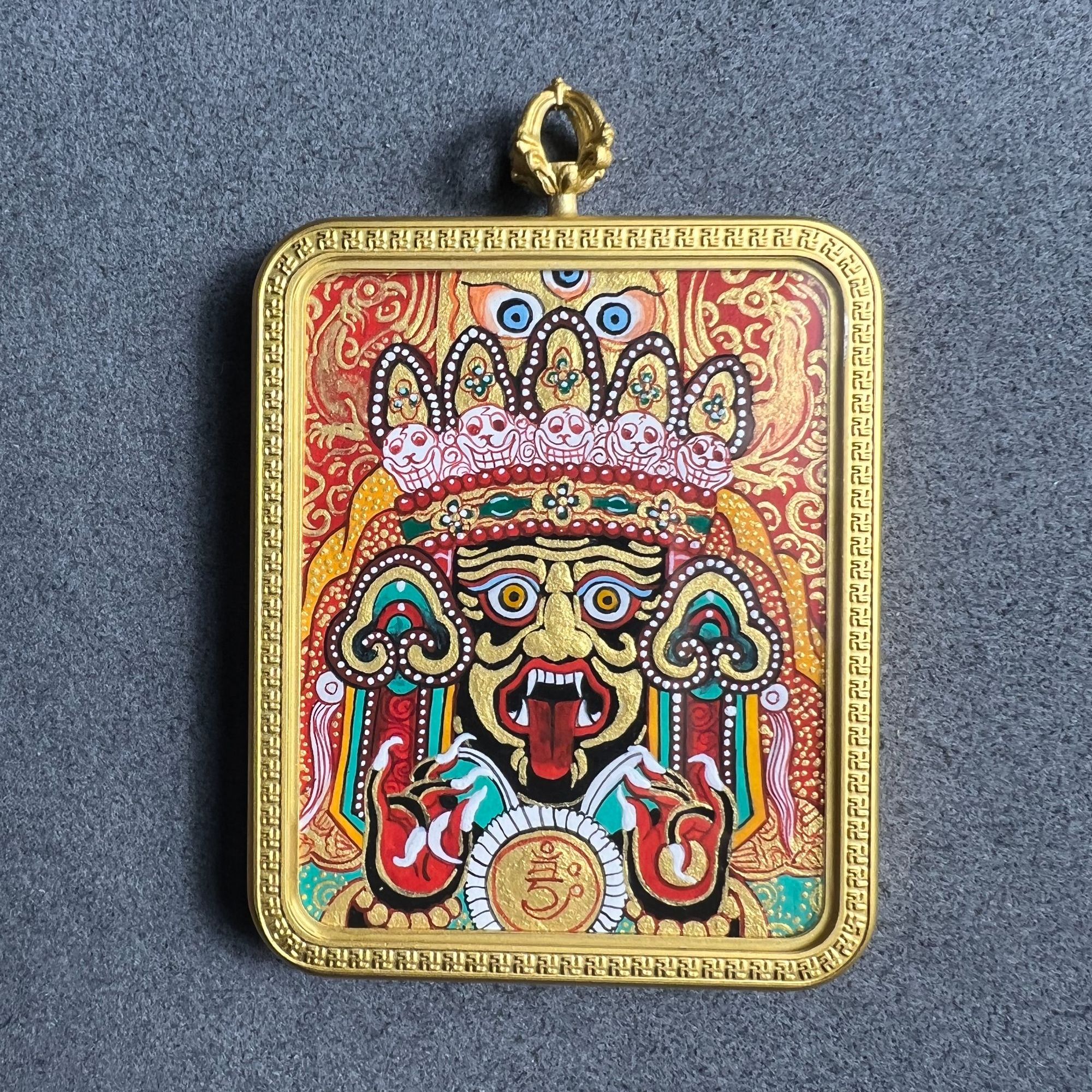 纯手绘唐卡 扎基拉姆红唐画风 双凤题材 色彩鲜艳 人物传神