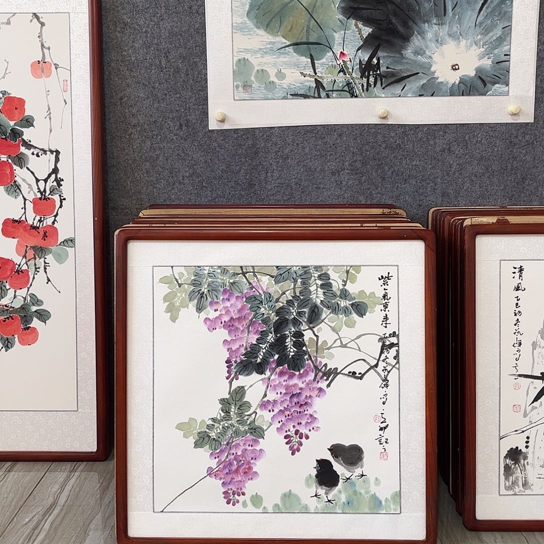 国画书画作品带框63×63