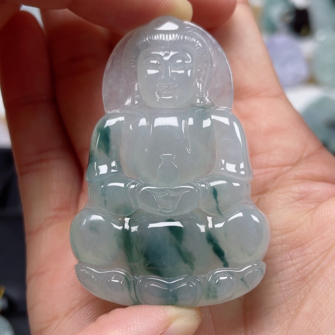 翡翠颈饰未镶嵌?****福天然翡翠A货观音0035号