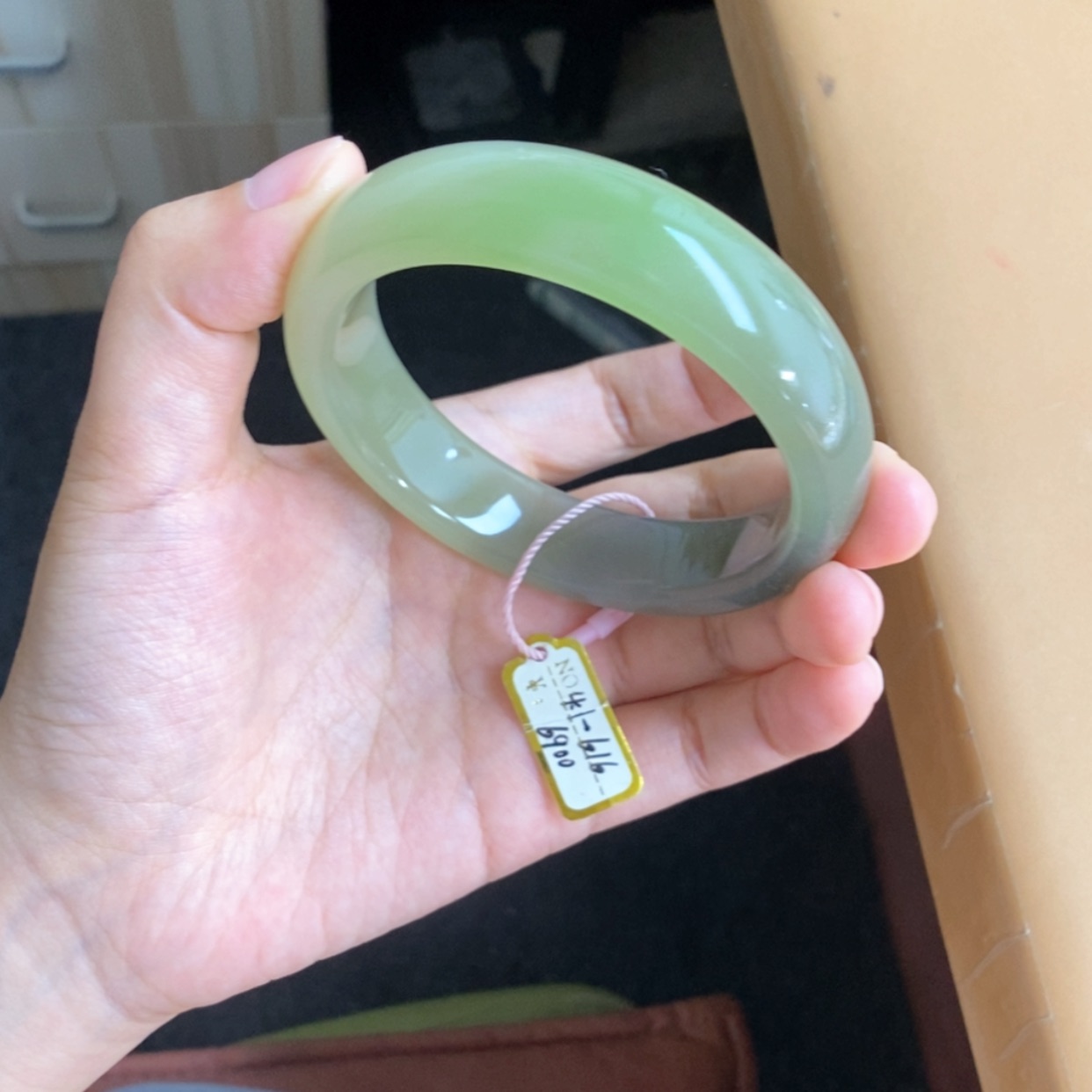 【闪购商品】未镶嵌手镯和田玉（翠青玉）5960