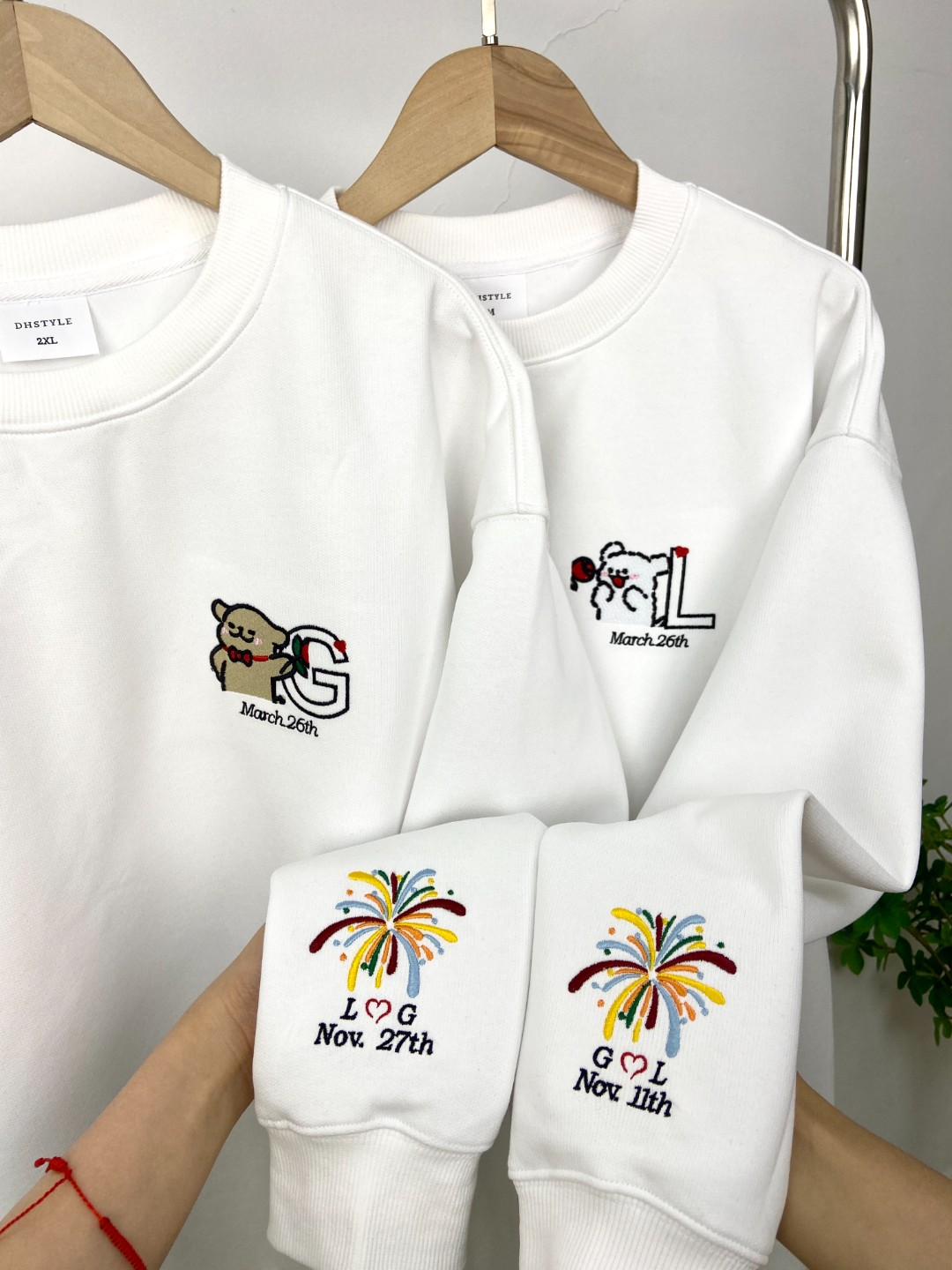 定制刺绣名字王子玫瑰卫衣情侣装圆领情侣装男女友生日纪念日礼物