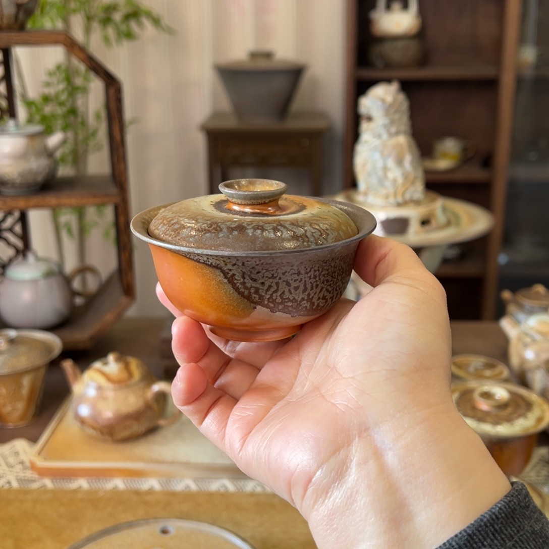 45中白福利盖碗柴烧