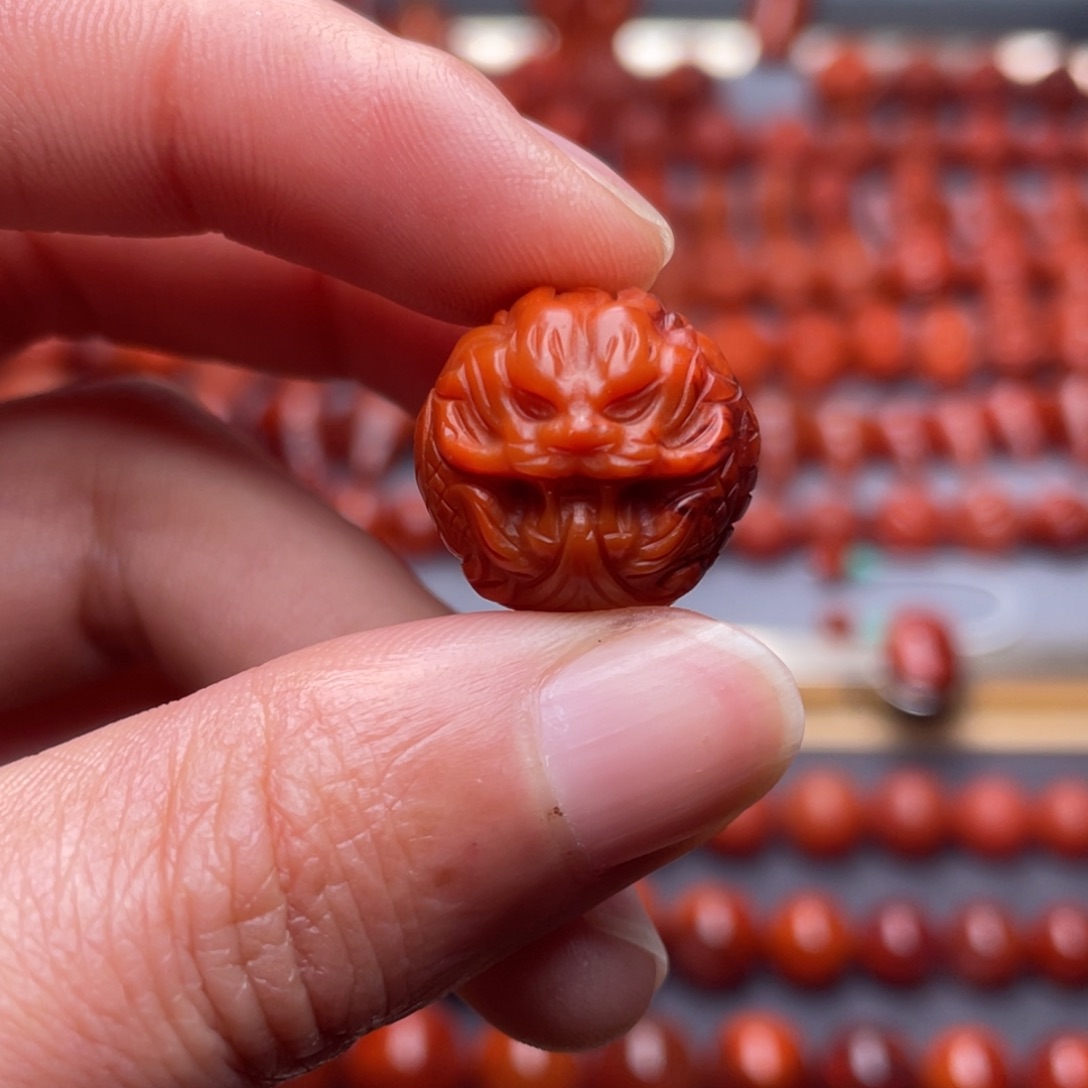 南红玛瑙未镶嵌其他W16➕瓦西牛血双色满肉龙珠