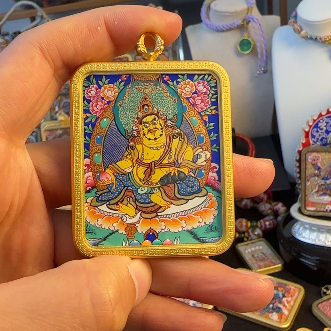 吊坠黄财神热贡唐卡