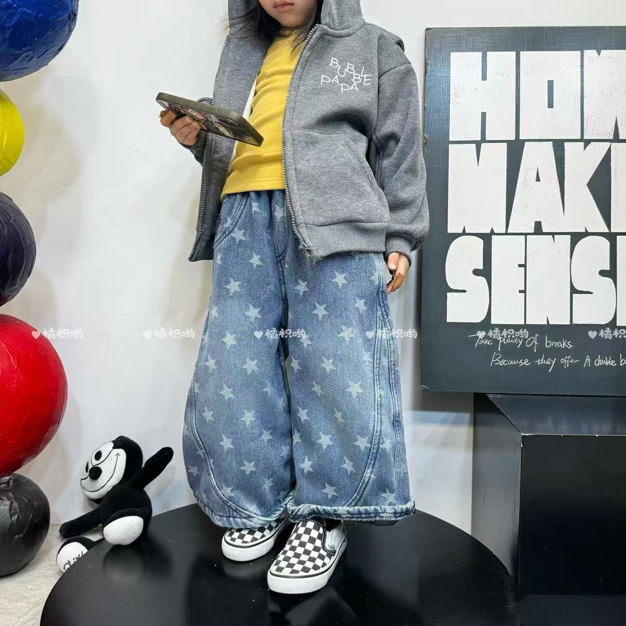 【橘枳哟】加绒满天星牛仔裤