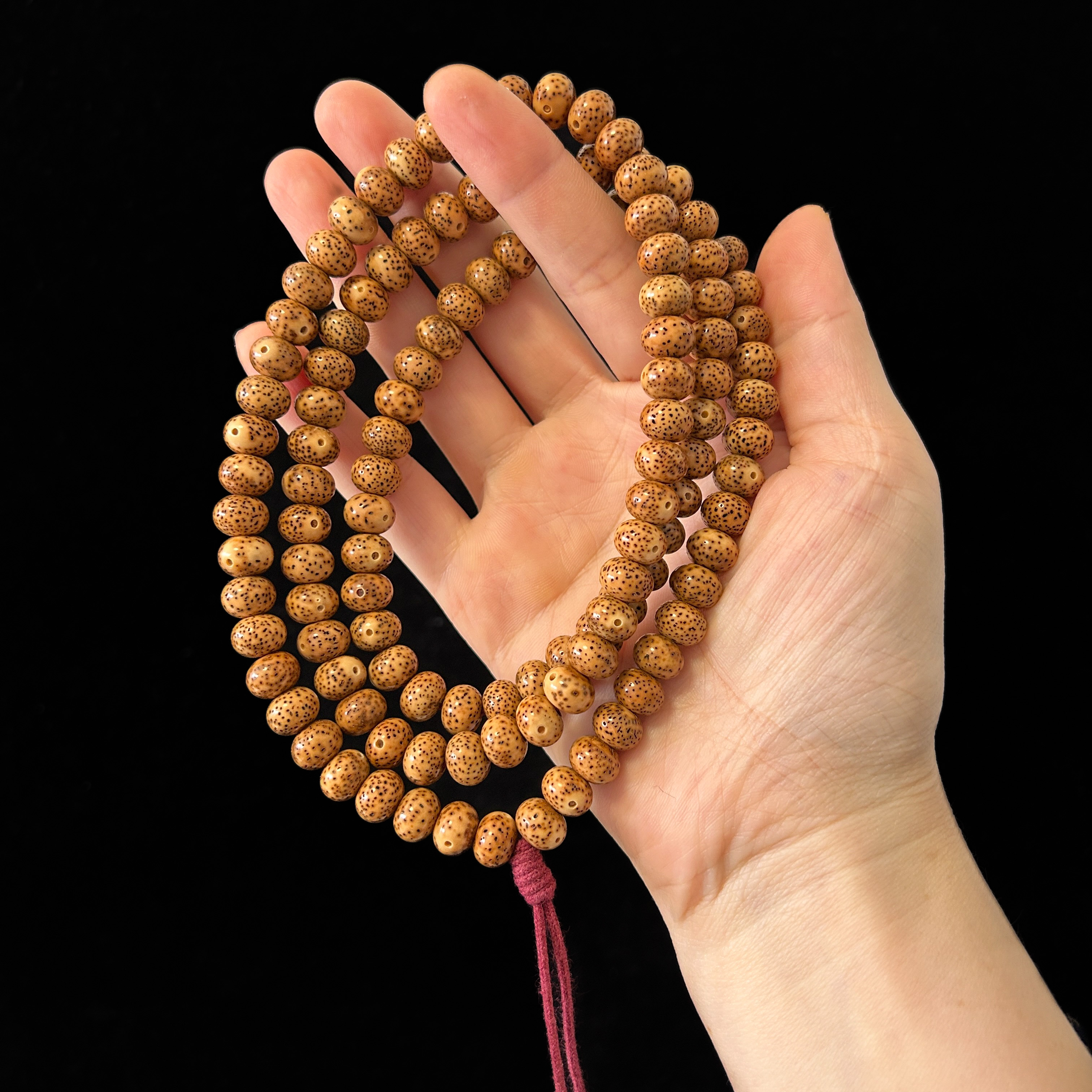 陈籽星月菩提（二级）苹果珠9x7mm老料108+12颗长串