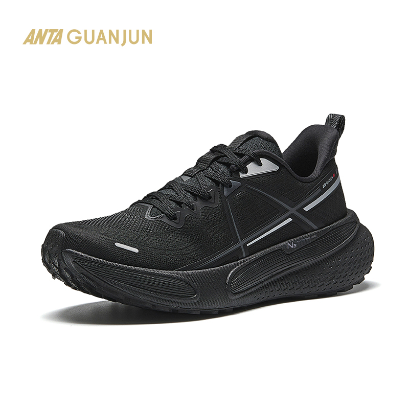 安踏冠军云雀户外跑鞋越野纯黑男士回弹支撑运动鞋通勤百搭休闲鞋