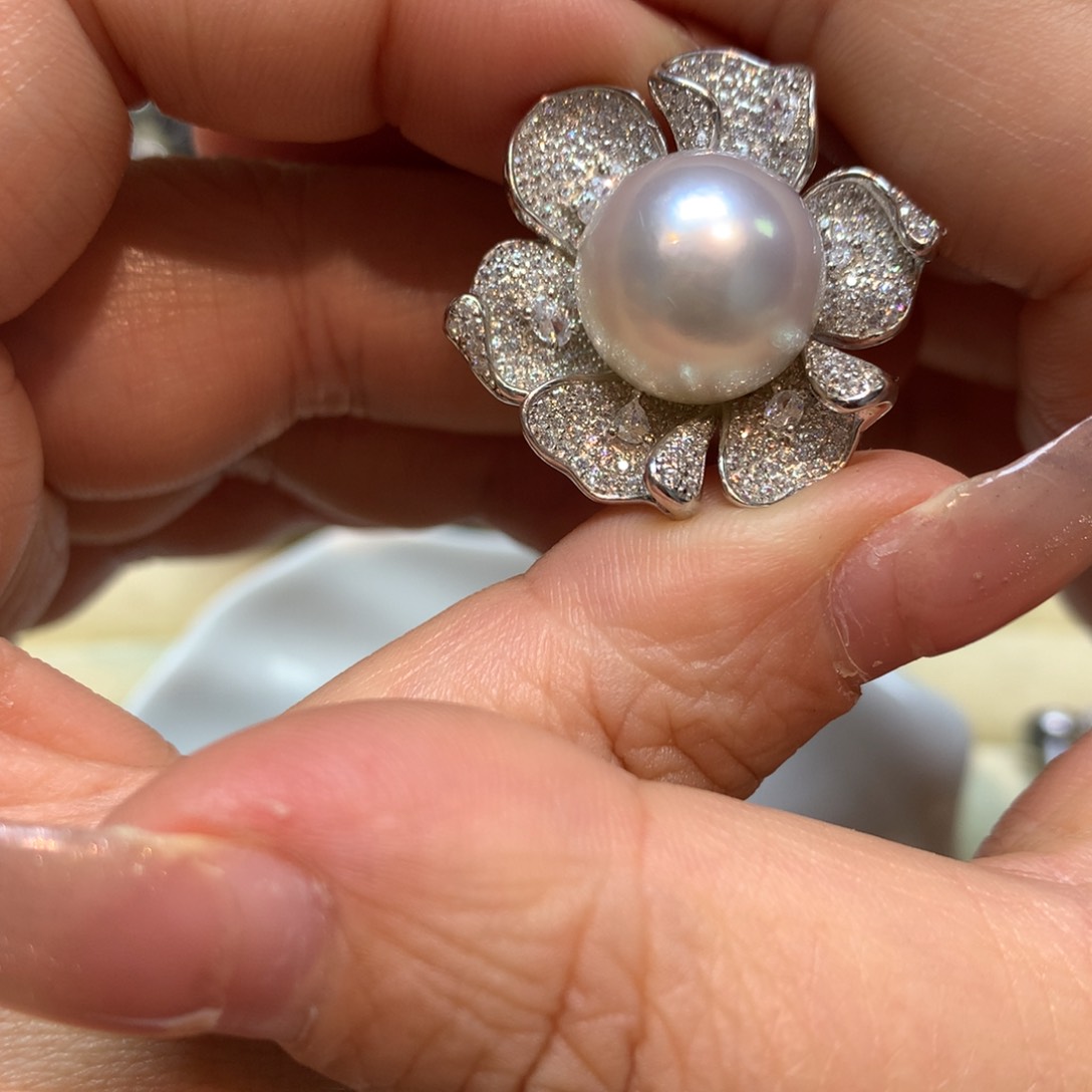 海水珍珠戒指银S925镶嵌