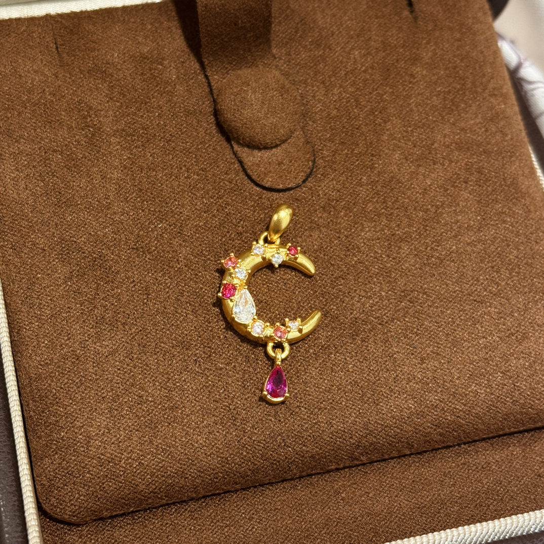 足金999足金幸运女神点钻吊坠（可送编绳）送女生圣诞礼物