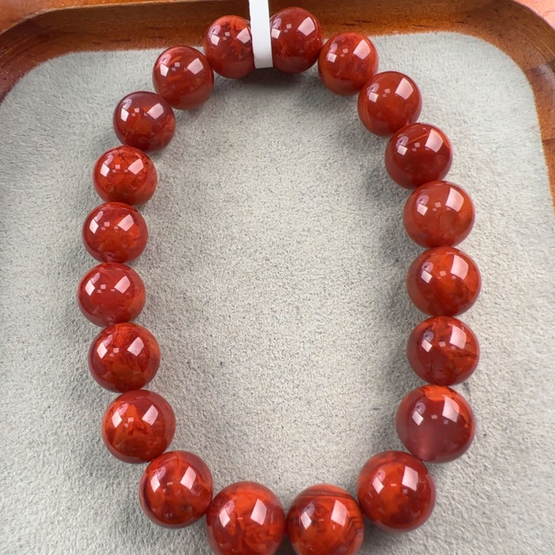南红玛瑙未镶嵌（牛血妖花火焰圆珠10mm+