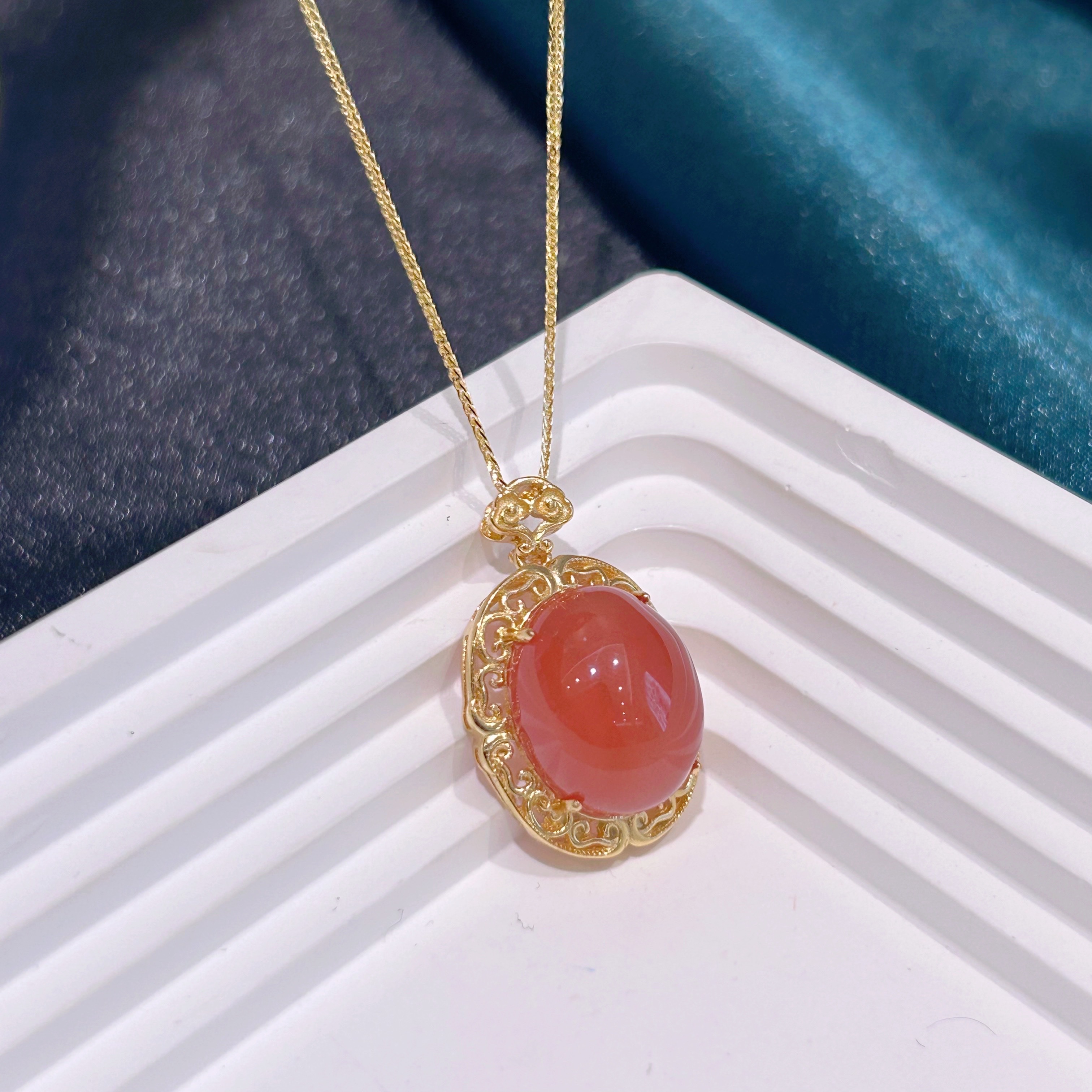 S925银南红玛瑙吊坠含链-多样性发一-NH058