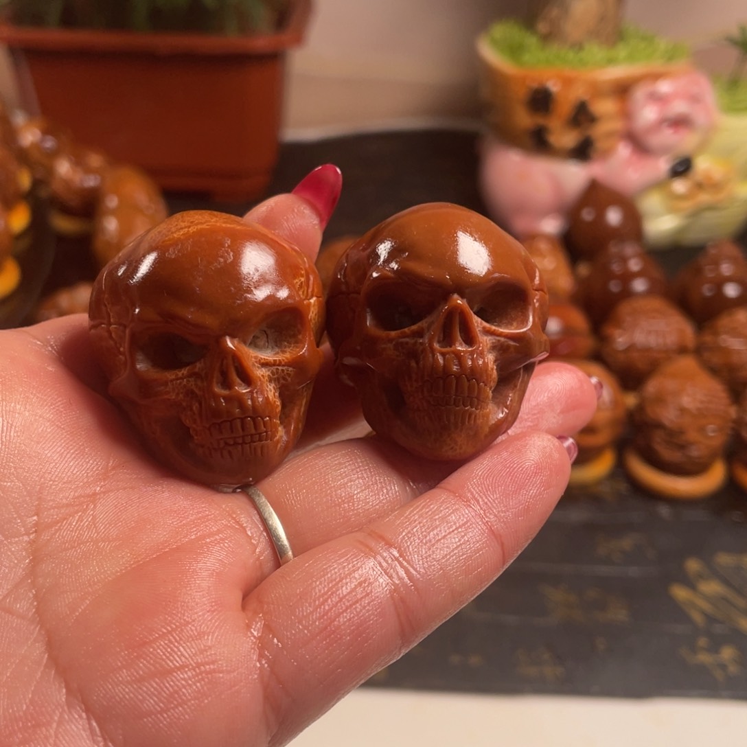 橄榄核吊坠杨*骷髅一对