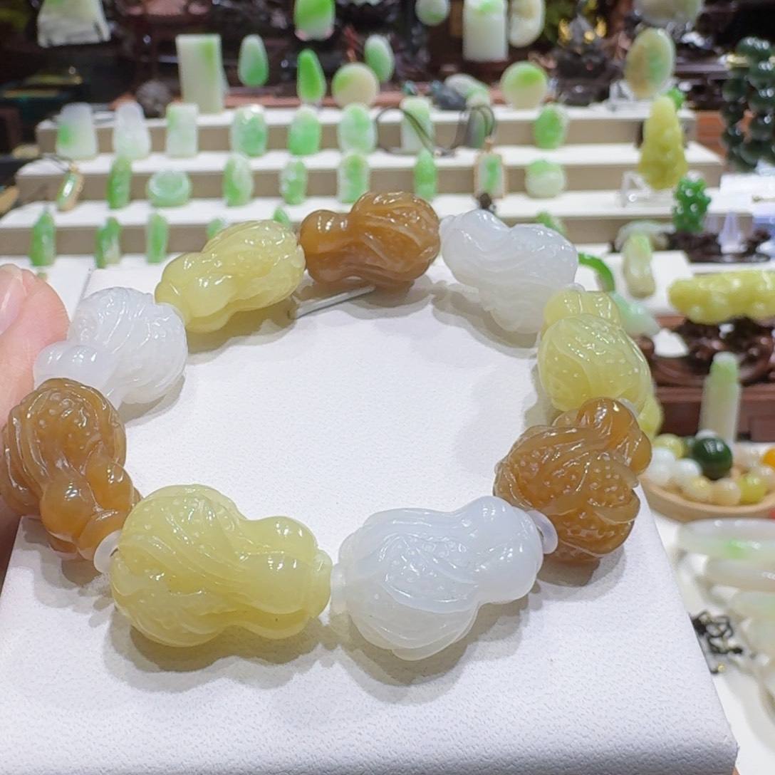 和田玉未镶嵌挂件和田玉多宝玉白菜手串