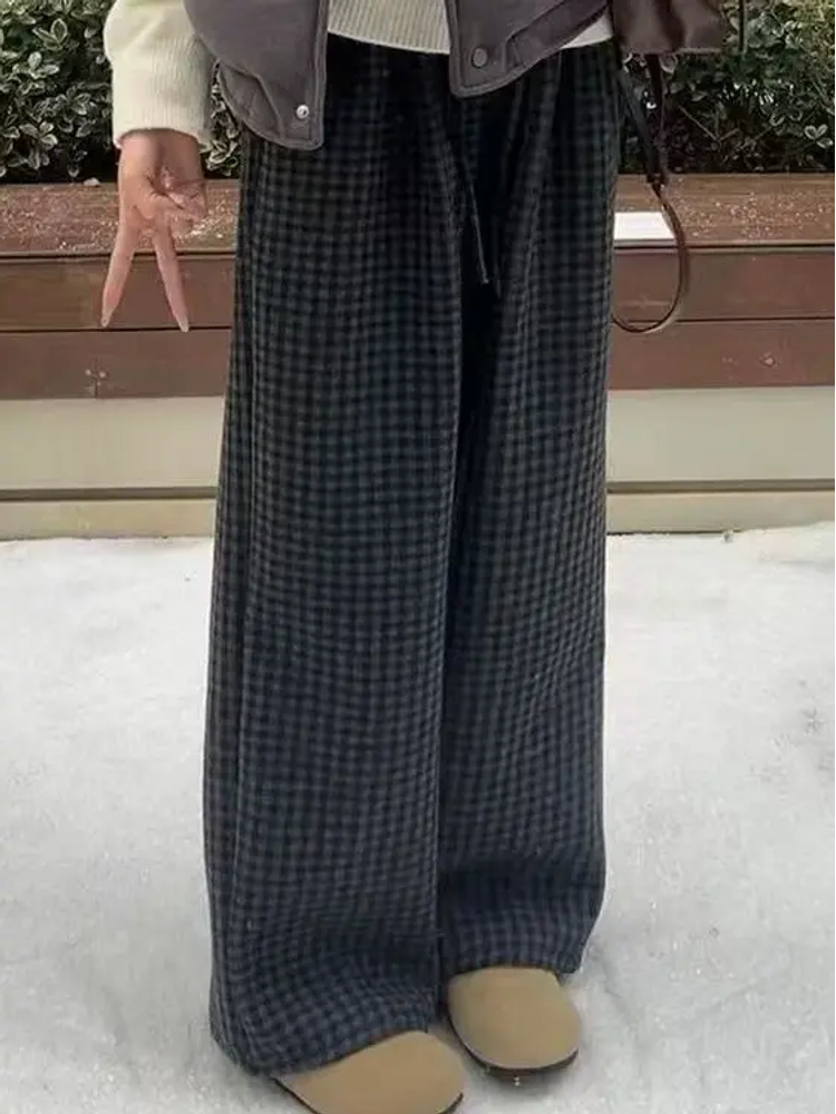 【锦衣服饰】SR 389韩系磨毛方格加绒绵绵裤