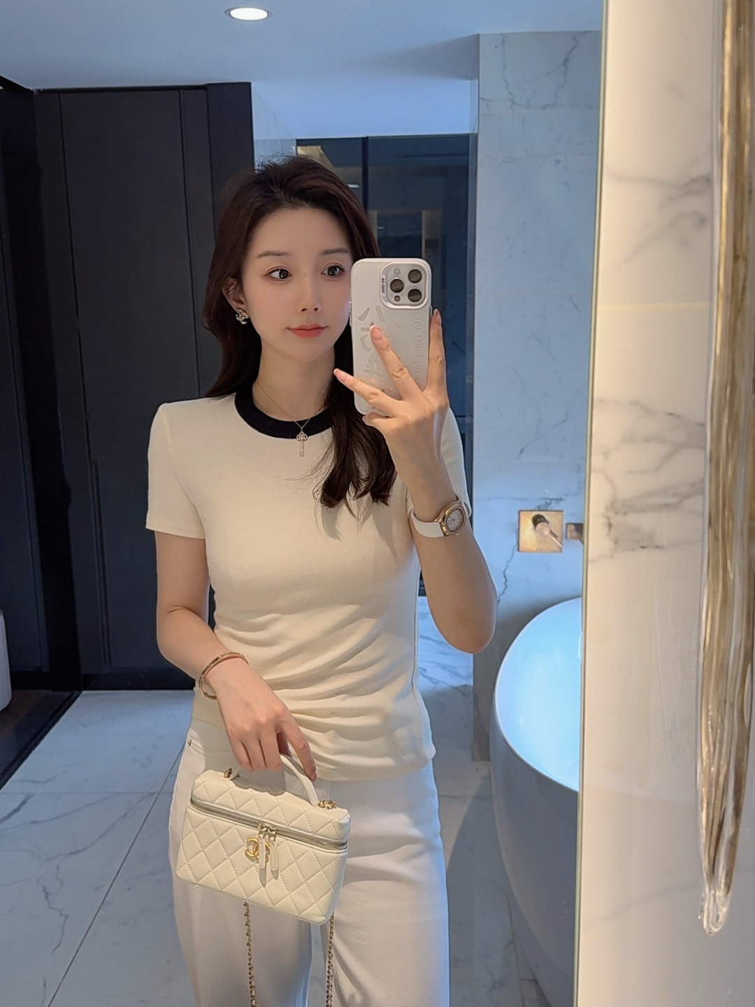 【大静静】时尚款`撞色圆领正肩显瘦短袖2516