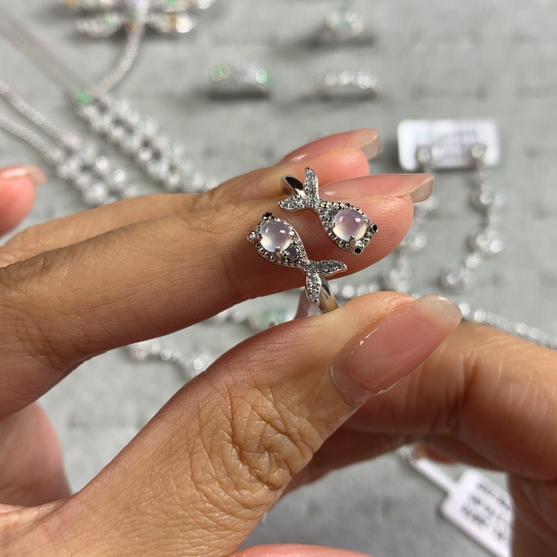 翡翠银S925镶嵌戒指戒指