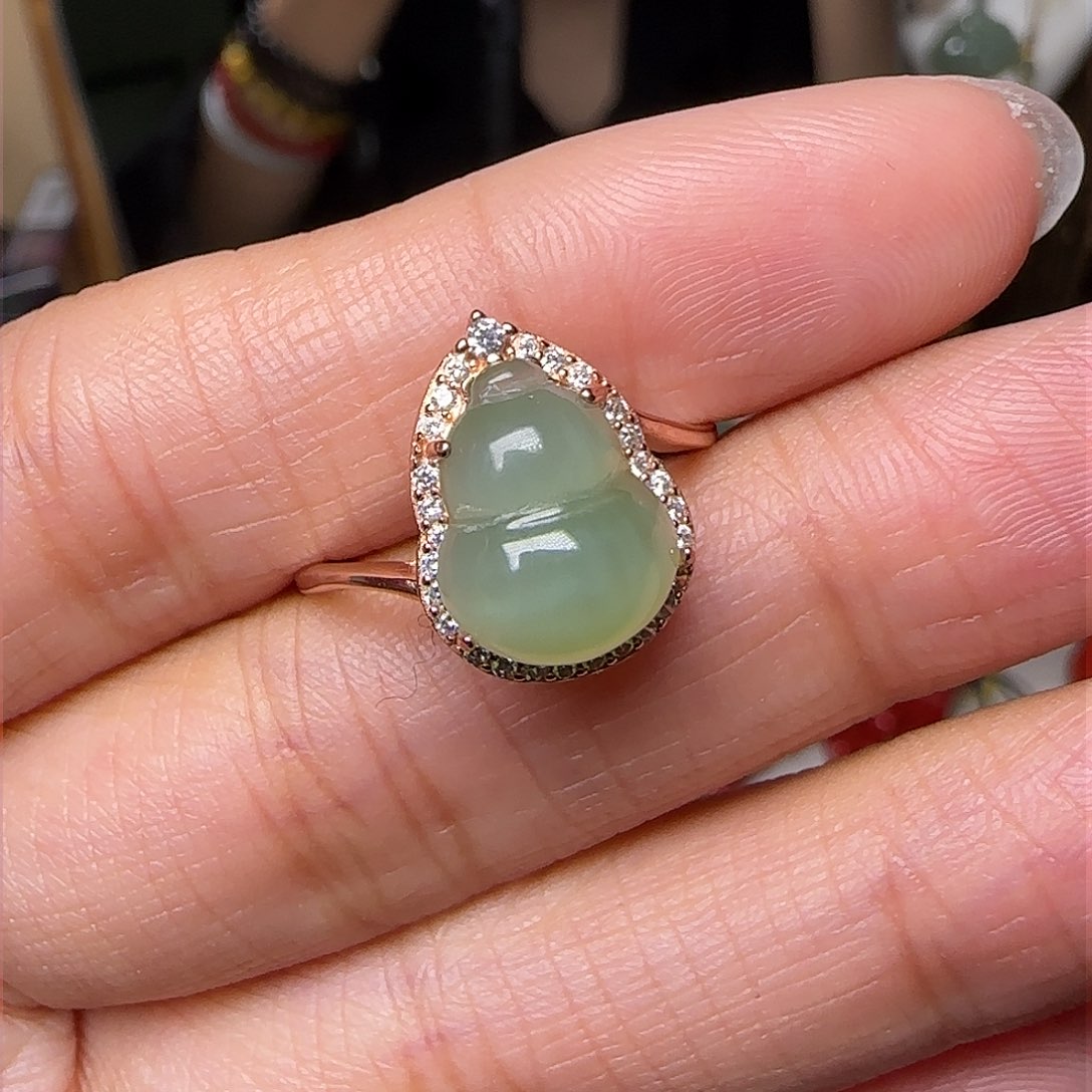 和田玉戒指银S925镶嵌